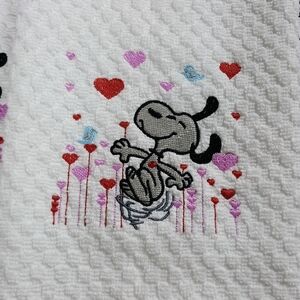 Embroidered White Towel with Cartoon Embroidery